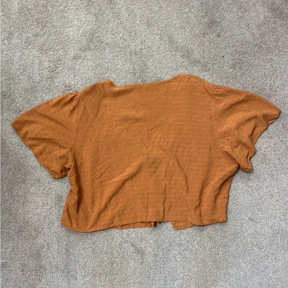 SHEIN Curve Orange Swiss Dot Double Tie Crop Top - Picture 2 of 4